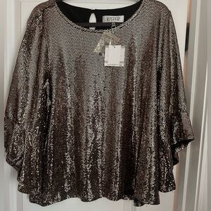 Kasper Women's Shimmering Sequin Blouse - Silver